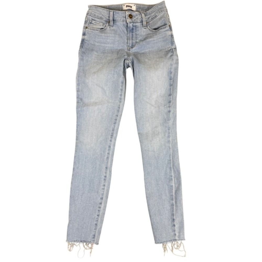 Paige Hoxton Ankle Skinny Jeans Light Wash Raw Hem Size 25